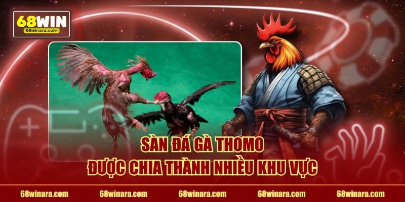 Sàn đá gà Thomo được chia thành nhiều khu vực